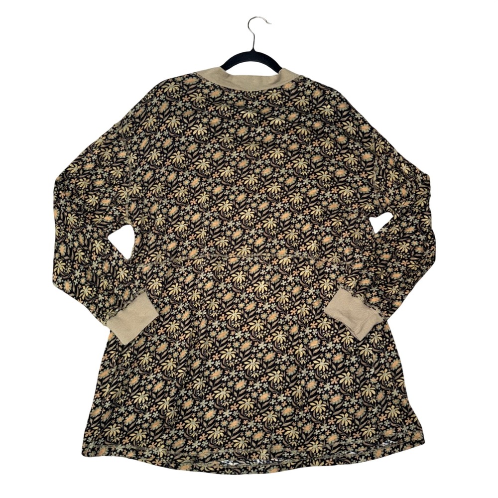 Natural Life Floral Print Long Sleeve V Neck Top Women Size M‎